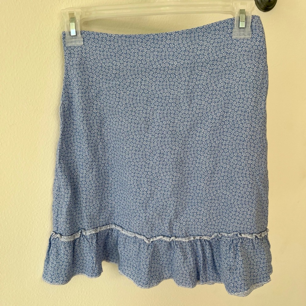 Brandy Melville Blue Patterned Mini Skirt